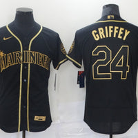 Men's Seattle Mariners Ken Griffey Jr. #24 Black Authentic Baseball Jersey1