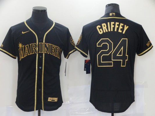 Men's Seattle Mariners Ken Griffey Jr. #24 Black Authentic Baseball Jersey1