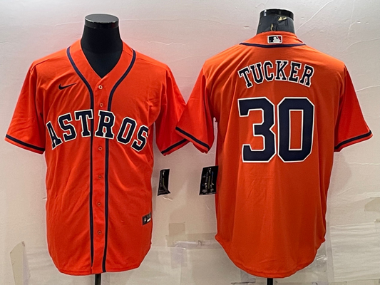 Men's Houston Astros Kyle Tucker #30 Orange Replica Player Jersey1