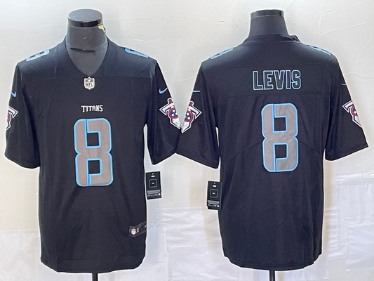 Men's Tennessee Titans Will Levis #8 Black Game Jersey1