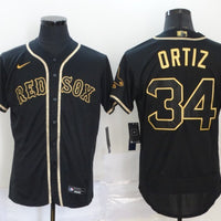 Men's Boston Red Sox David Ortiz #34 Black Replica Player Jersey1