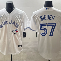 Men's Toronto Blue Jays Shane Bieber #57 White Home Limited Player Jersey