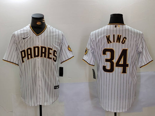Men's San Diego Padres Michael King #34 White Home Limited Player Jersey1