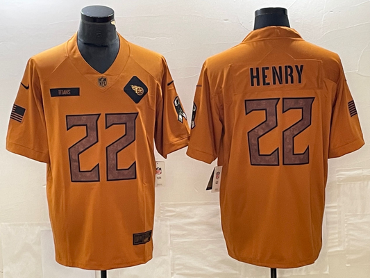 Men's Tennessee Titans Derrick Henry #22 Brown 2023 Salute To Service Limited Jersey1