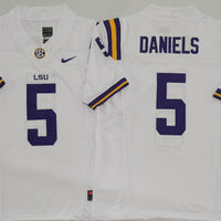Men's LSU Tigers Jayden Daniels #5 White Player Jersey