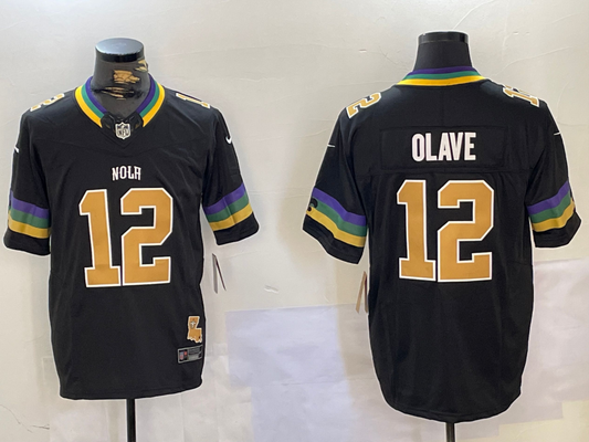 Men's New Orleans Saints Chris Olave #12 Black Team Game Jersey1