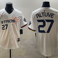 Men's Houston Astros Jose Altuve #27 White 2025 City Connect Limited Player Jersey1