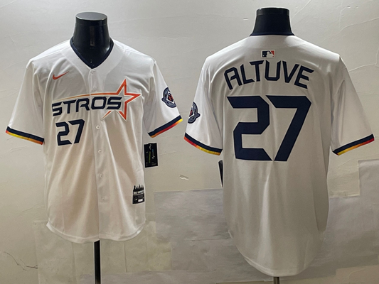 Men's Houston Astros Jose Altuve #27 White 2025 City Connect Limited Player Jersey1