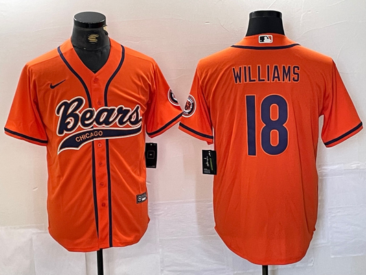 Men's Chicago Bears Caleb Williams #18 Orange Game Jersey1