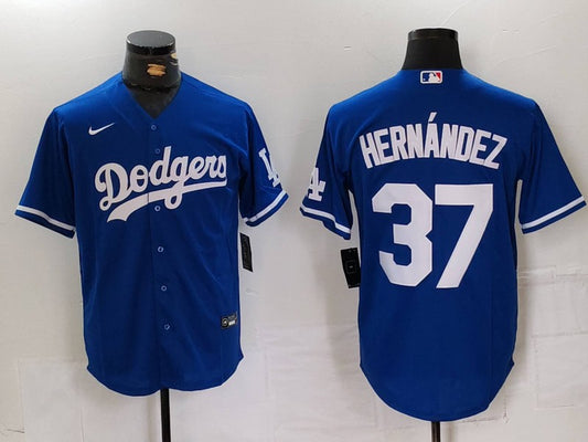 Men's Los Angeles Dodgers Teoscar Hernandez #37 Royal Replica Player Jersey1