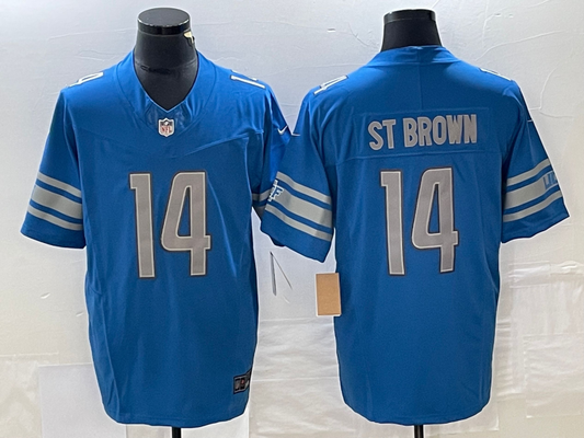 Men's Detroit Lions Amon-Ra St. Brown #14 Blue Game Jersey1