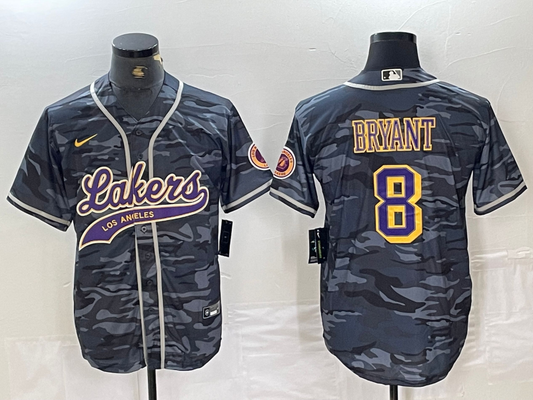 Men's Los Angeles Lakers Kobe Bryant #8 Gray Camouflage Player Jersey