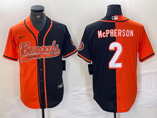 Men's Cincinnati Bengals Evan McPherson #2 Orange/Black Game Player Jersey2 Joint Edition