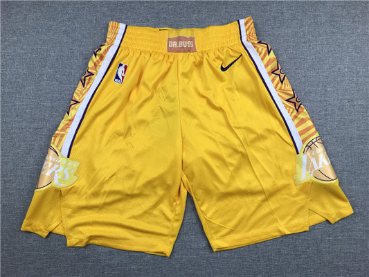 Men's Los Angeles Lakers Yellow City Edition Basketball Shorts1