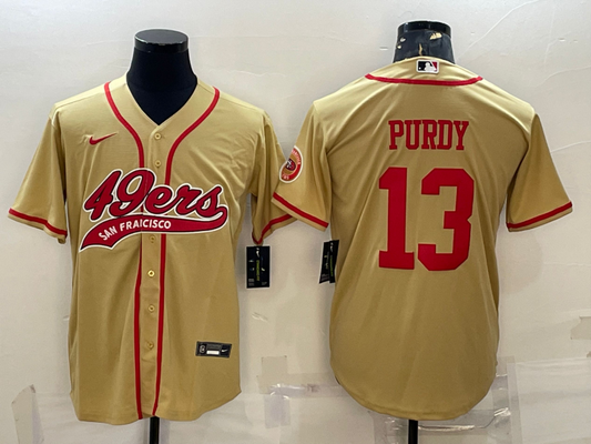 Men's San Francisco 49ers Brock Purdy #13 Gold Game Jersey2 Joint Edition
