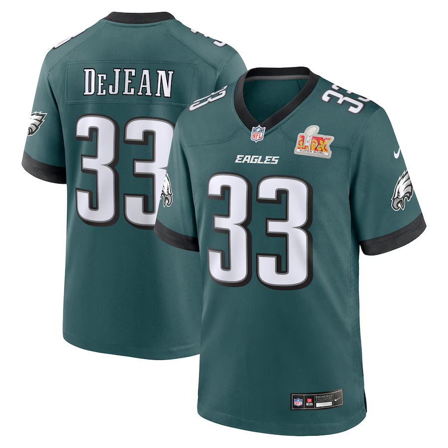 Cooper DeJean #33 Philadelphia Eagles Midnight Green Super Bowl LIX Game Jersey - JerseysFreak