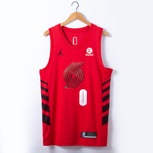 Men's Portland Trail Blazers Damian Lillard #0 Red Swingman Jersey1 - Statement Edition