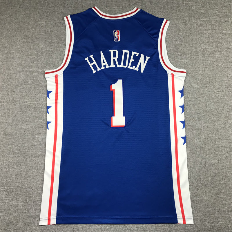 Men's Philadelphia 76ers James Harden Blue 2021/22 Fast Break Replica Jersey1