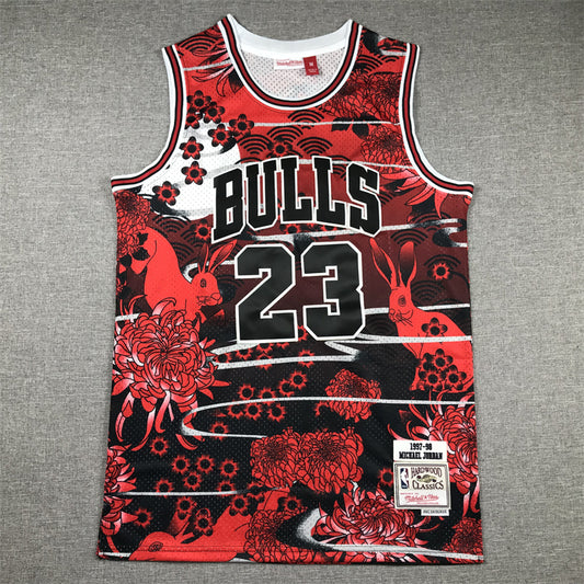 Men's Chicago Bulls Michael Jordan #23 Year of Rabbit Edition Hardwood Classics Swingman Jersey1