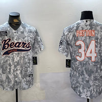 Men's Chicago Bears Walter Payton #34 Arctic Camo 2024 Salute to Service Player Jersey1