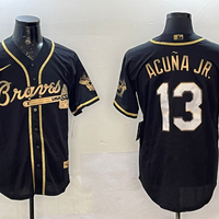 Men's Atlanta Braves Ronald Acuna Jr. #13 Black Stitched Player Jersey1