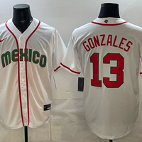 Men's Mexico Baseball Nick Gonzales #13 White 2026 World Baseball Classic Stadium Jersey