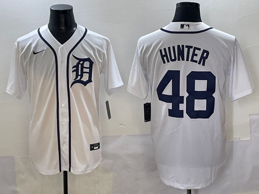 Men's Detroit Tigers Torii Hunter #48 White Home Limited Player Jersey
