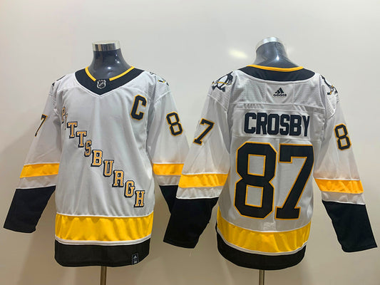 Men's Pittsburgh Penguins sidney crosby  #87 White Replica Player Jersey1