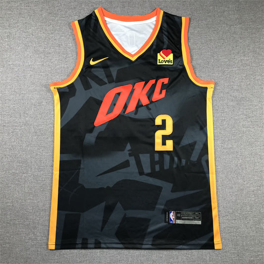 Men's Oklahoma City Thunder Shai Gilgeous-Alexander #2 Black 2023/24 Swingman Jersey1 - City Edition