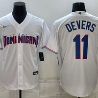 Men's 2023 World Baseball Classic #11 Rafael Devers Dominican Republic White Jersey1