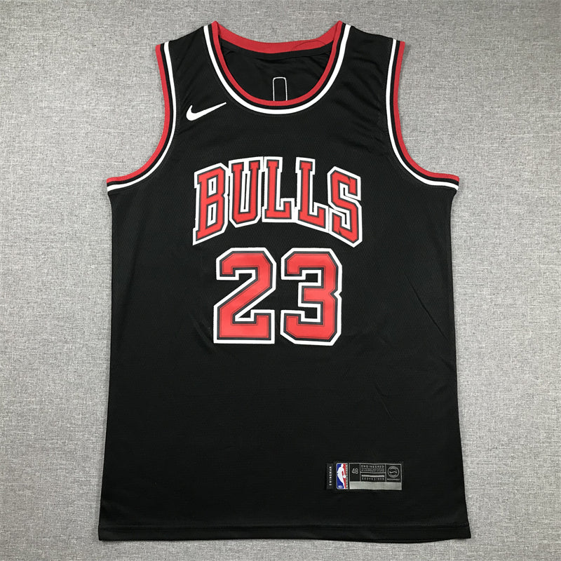 Men's Chicago Bulls Michael Jordan #23 Black Authentic Player Jersey1