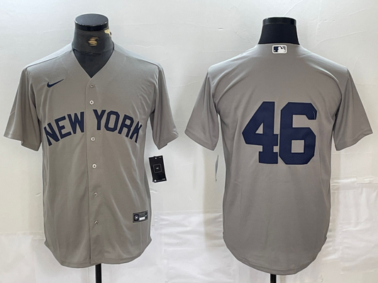 Men's New York Yankees Andy Pettitte #46 Gray Limited Game Name Jersey1