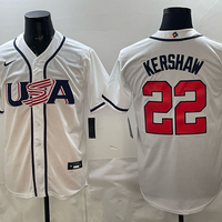 Men's USA Baseball Clayton Kershaw #22 White 2026 World Baseball Classic Stadium Jersey