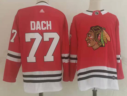Men's Chicago Blackhawks Kirby Dach #77 Red Home Breakaway Player Jersey1