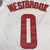 Men's Houston Rockets Russell Westbrook #0 White Classics Swingman Jersey1