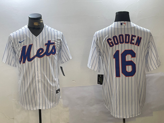 Men's New York Mets Dwight Gooden #16 White Home Replica Player Jersey1