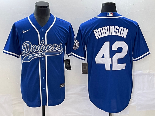 Men's Los Angeles Dodgers Jackie Robinson #42 Royal Player Jersey1 Joint Edition