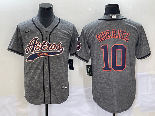 Men's Houston Astros Yuli Gurriel #10 Gray Replica Team Jersey1 Joint Edition