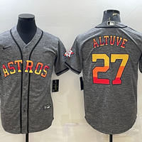 Men's Houston Astros Jose Altuve #27 Gray Replica Player Jersey1