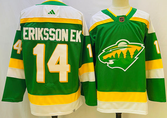 Men's Minnesota Wild Joel Eriksson Ek #14 Green Player Game Jersey1