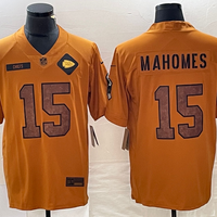 Men's Kansas City Chiefs Patrick Mahomes #15 Brown 2023 Salute To Service Retired Player Limited Jersey1