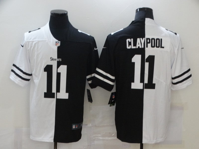 Men's Pittsburgh Steelers Chase Claypool #11 Black/White Game Jersey1