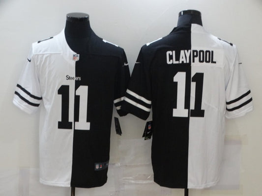 Men's Pittsburgh Steelers Chase Claypool #11 Black/White Game Jersey1