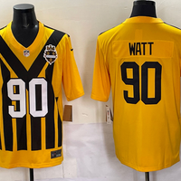 Men's Pittsburgh Steelers T.J. Watt #90 Gold Alternate 1933 Throwback Game Jersey