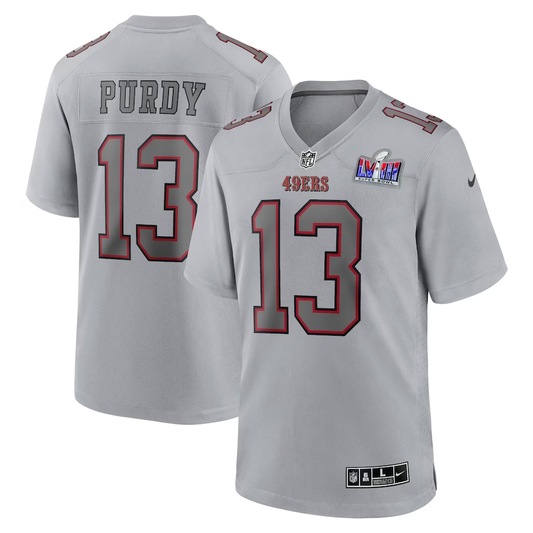 Men's San Francisco 49ers Brock Purdy #13 Gray Super Bowl LVIII Atmosphere Fashion Game Jersey1