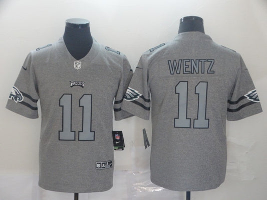 Men's Philadelphia Eagles Carson Wentz #11 Gray Team Game Jersey1
