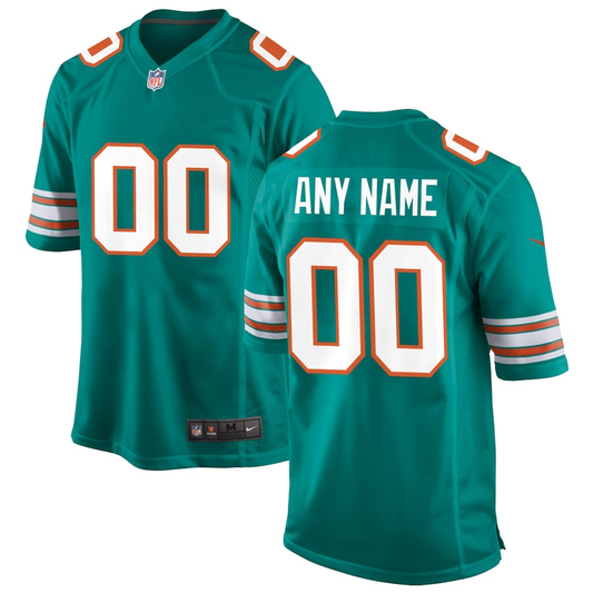 Custom Miami Dolphins Aqua Alternate Game Jersey1