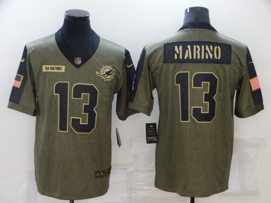 Men's Miami Dolphins Dan Marino #13 Brown Player Game Jersey1