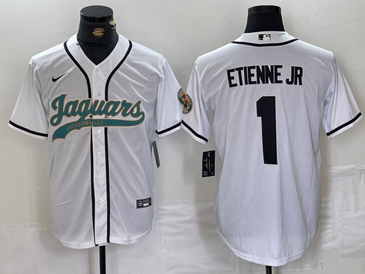 Men's Jacksonville Jaguars Travis Etienne Jr #1 White Game Jersey1