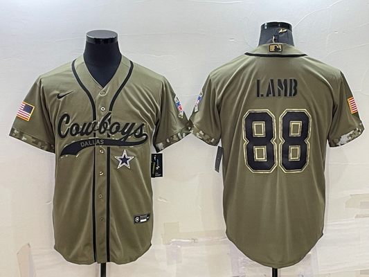 Men's Dallas Cowboys CeeDee Lamb #88 Olive 2022 Salute To Service Limited Jersey1 Joint Edition